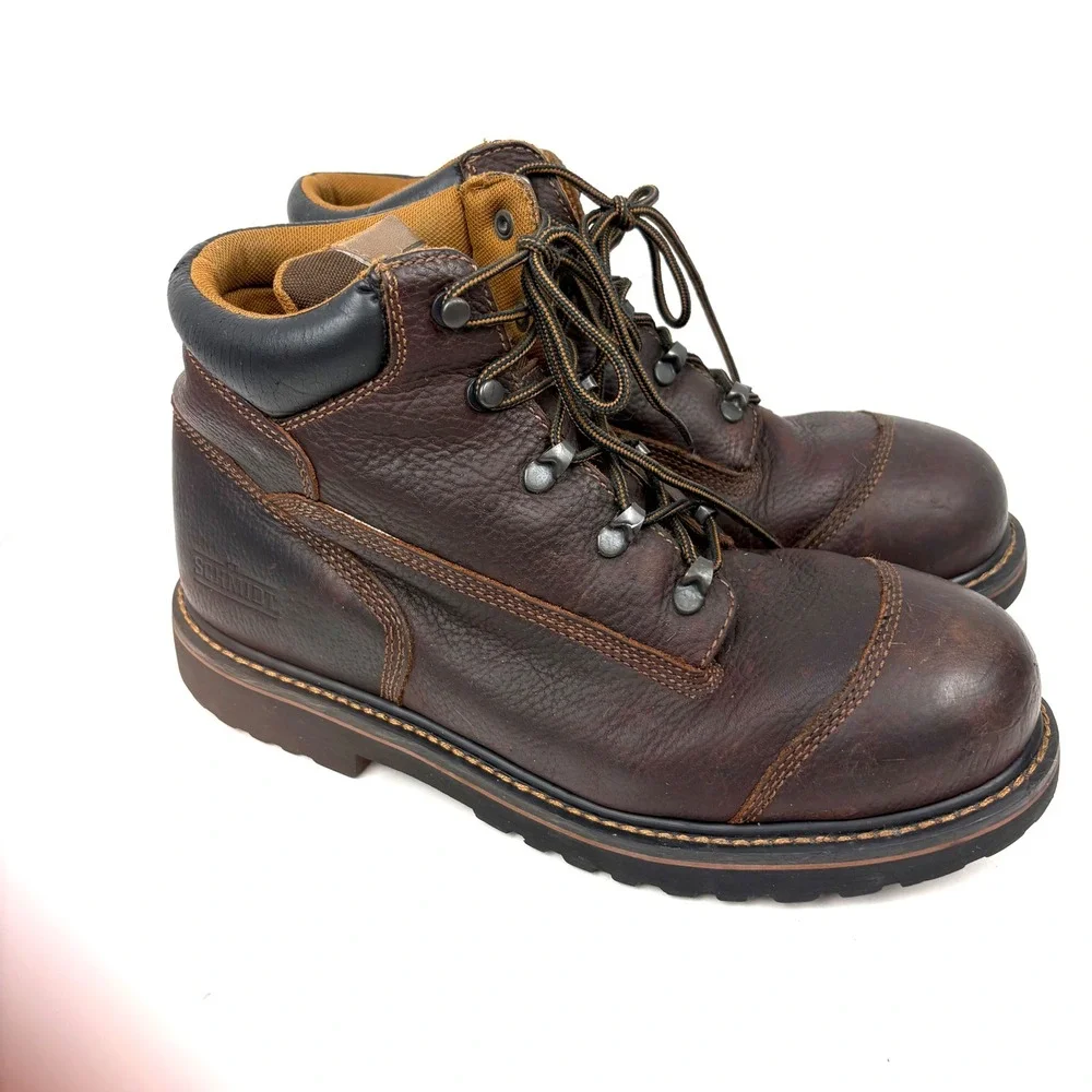 CE Schmidt Workwear Mens Brown Leather Steel Toe Boots ASTM F2413-05 EH Size 11